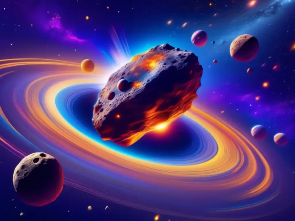 Asteroides peligrosos desmitiendo falsas creencias en espacio cósmico vibrante y detallado