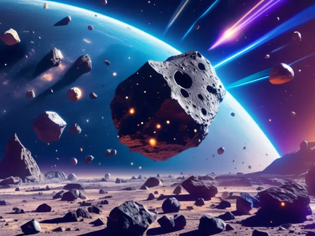 Asteroides y nave espacial en el espacio Asteroides: prevención y tratados para evitar sobreexplotación