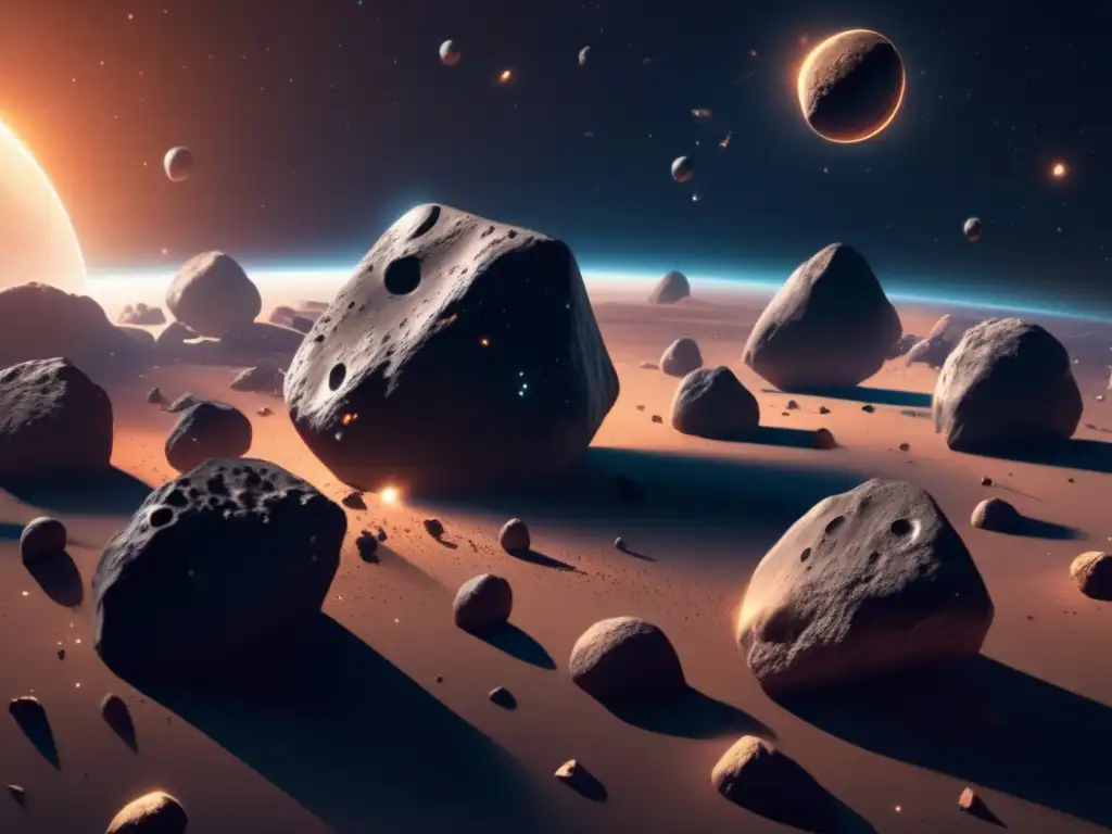 Asteroides prometedores para minería en el espacio: belleza y potencial en un detallado 8k