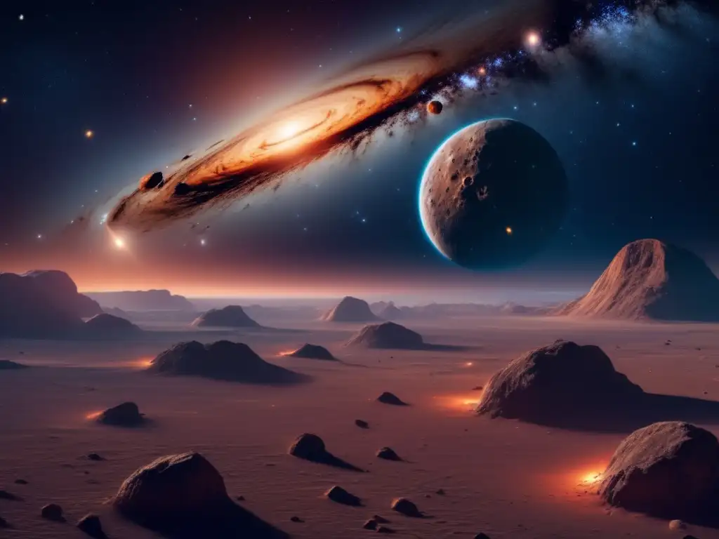 Exploración asteroides: psique colectiva - Imagen 8k detallada muestra vasto espacio estelar, asteroides y científicos