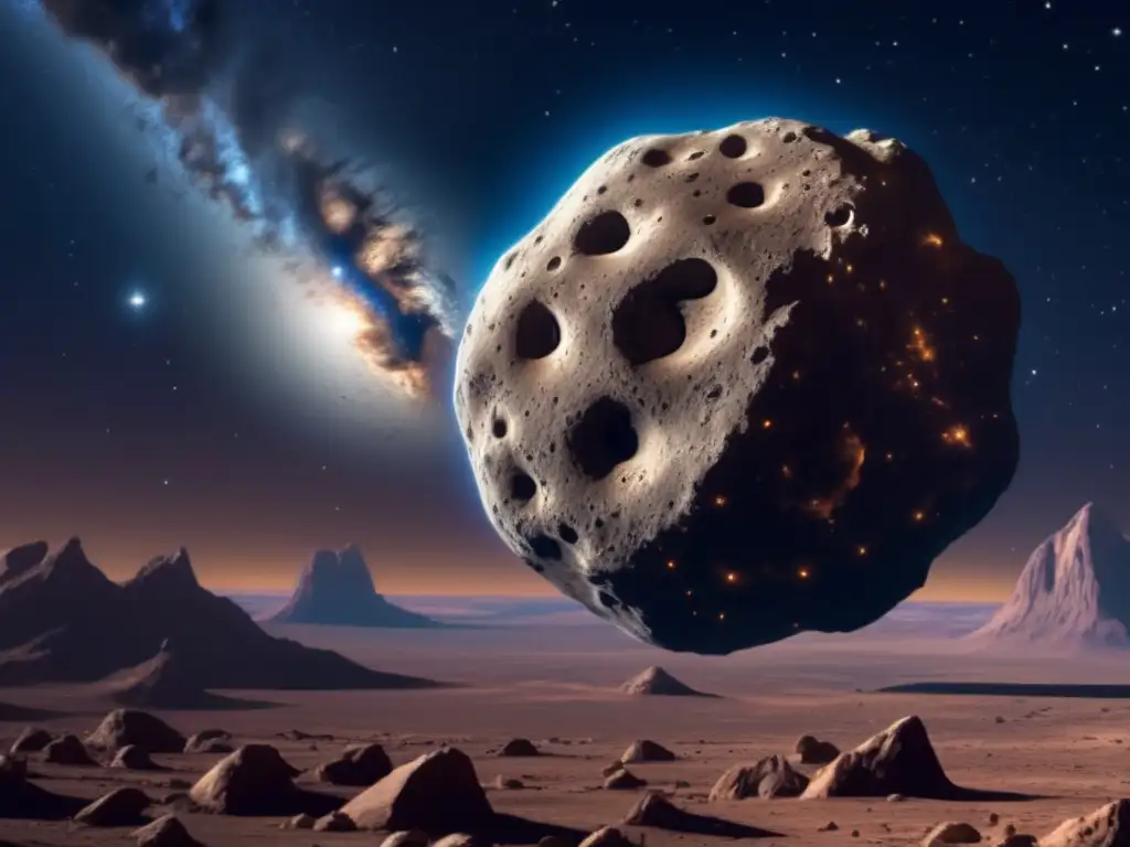 Amenaza asteroides recién descubiertos: impactante imagen de un asteroide masivo acercándose a la Tierra, rodeado de un cielo estrellado
