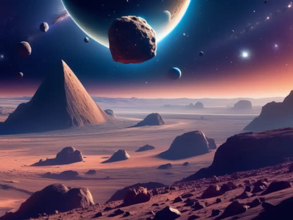 Asteroides como recursos hídricos en un paisaje celestial impresionante