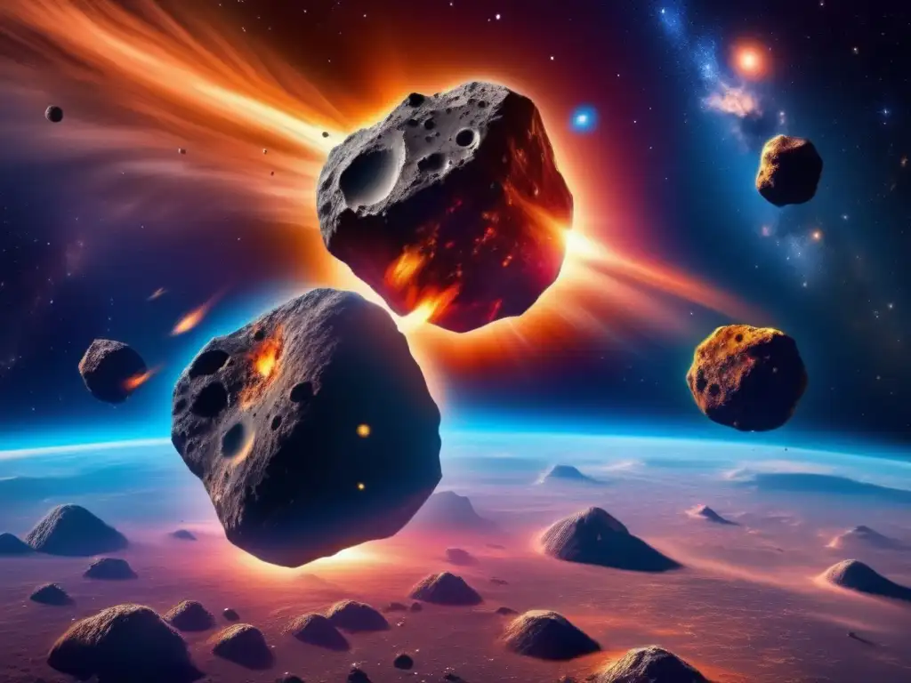 Asteroides como recursos naturales: impacto metálico celeste, colisión épica entre dos masivas rocas de metal en el espacio