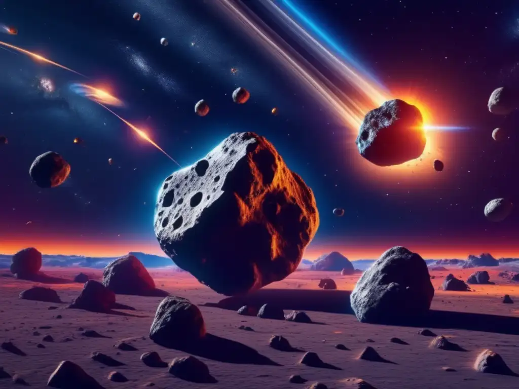 Asteroides en resonancia: fenómeno misterioso, danza celeste de colores vibrantes y detalles intrincados en el espacio