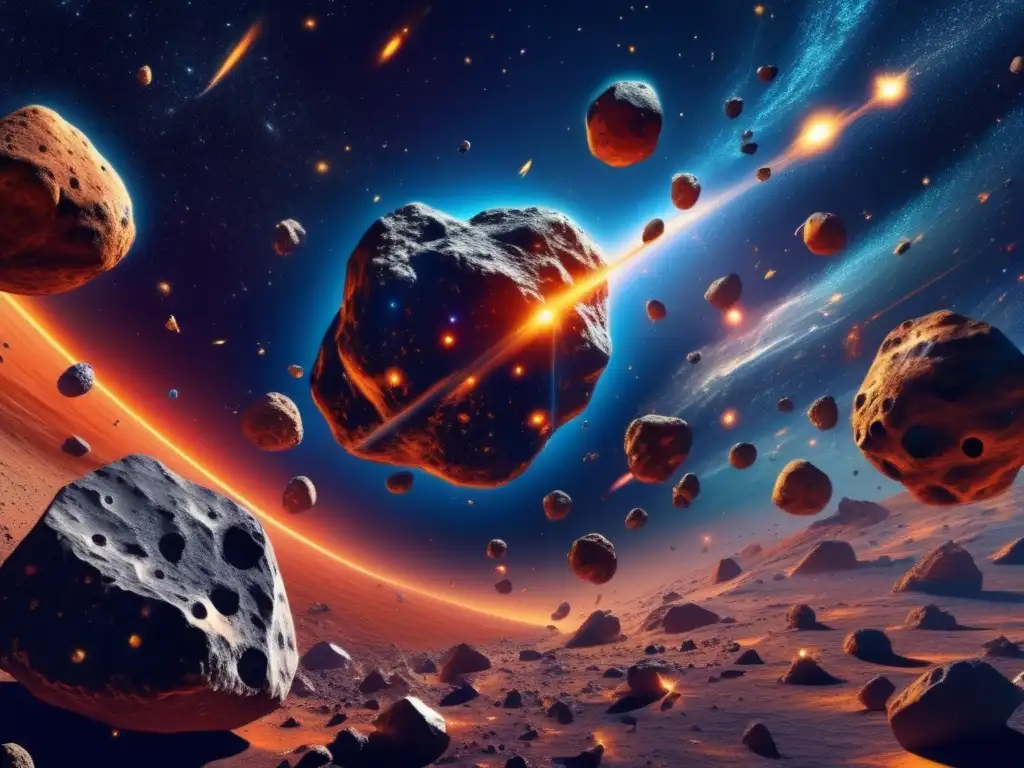 Identificando asteroides en rutas de colisión en un asombroso paisaje espacial de 8k ultradetallado