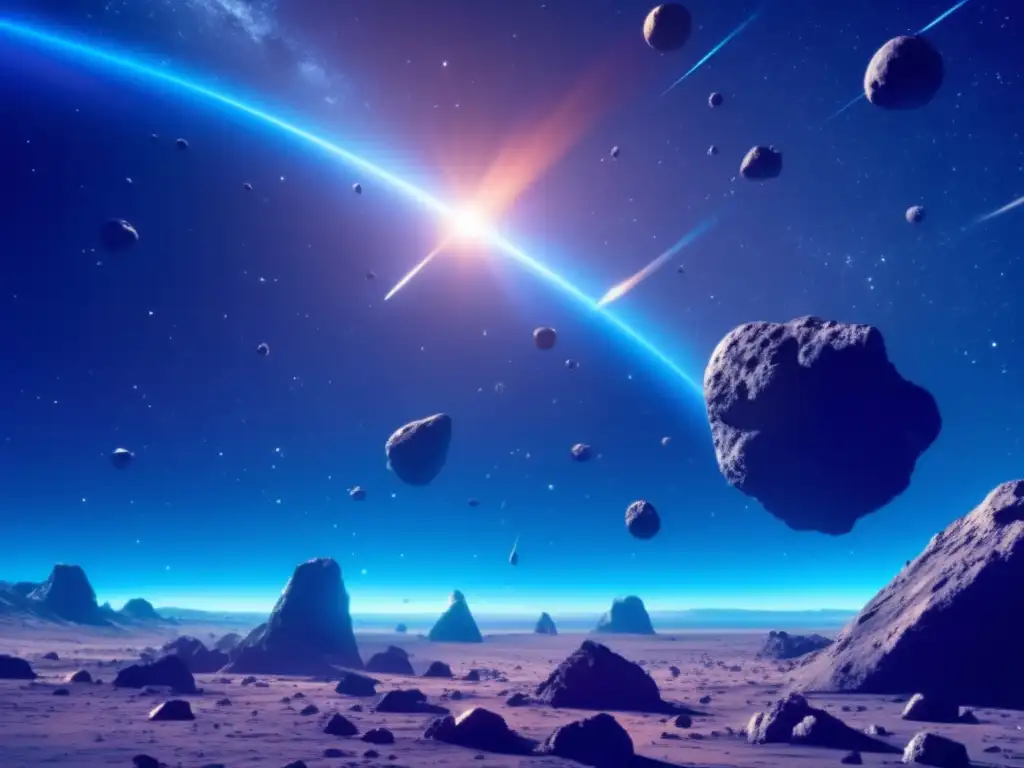 Identificando asteroides en rutas de colisión: nave espacial escaneando peligrosos asteroides en el espacio