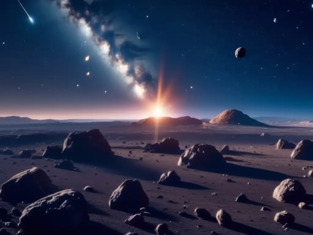 Asteroides S vecinos planetarios en un impresionante paisaje cinematográfico en el espacio