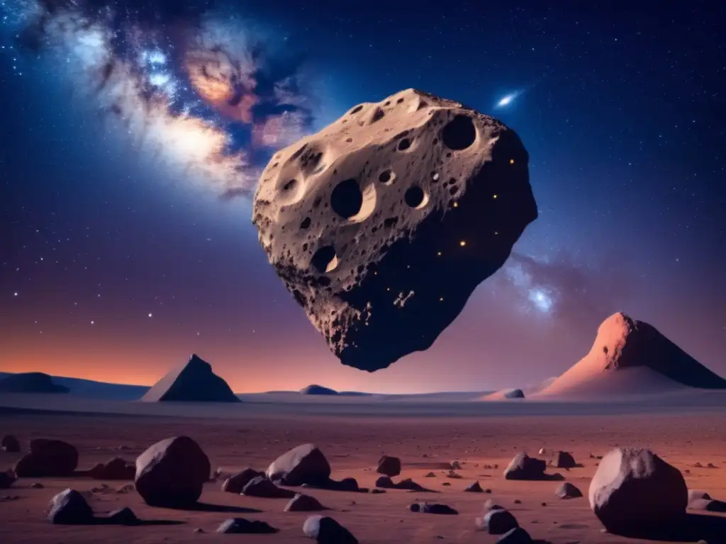 Exploración asteroides tipo E en el cielo estrellado