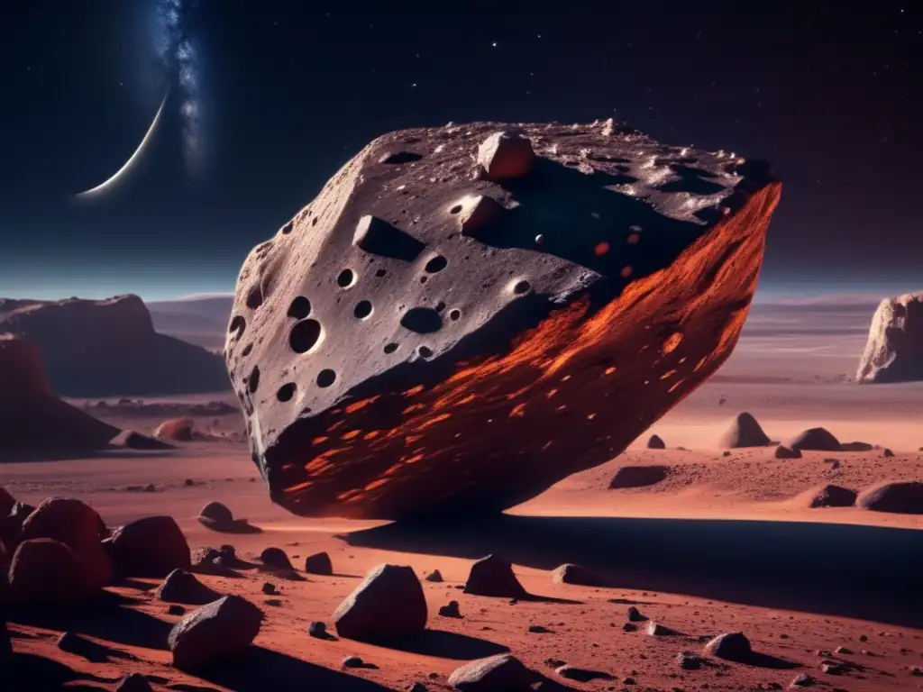 Exploración asteroides tipo E: superficie rocosa, cráteres, cosmos