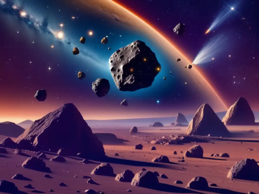 Asteroides troyanos, exploración cósmica: vasto espacio, recursos y maquinaria minera avanzada en asteroides y nebulosa
