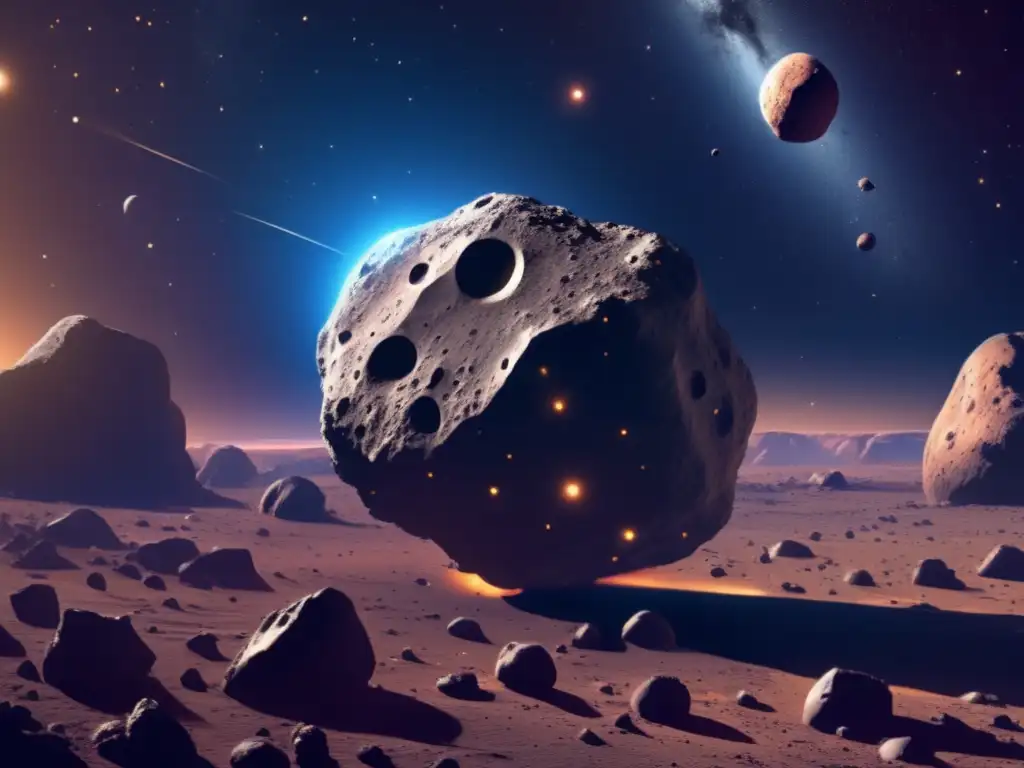 Asteroides troyanos: Detallada imagen de un campo de asteroides bañados por el sol, revelando los orígenes del sistema solar