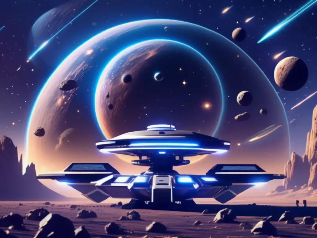 Guía supervivencia asteroides videojuegos acción: estación espacial futurista rodeada de asteroides amenazantes