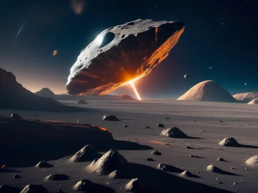 Exploración asteroides en videojuegos: Nave futurista sobre asteroide