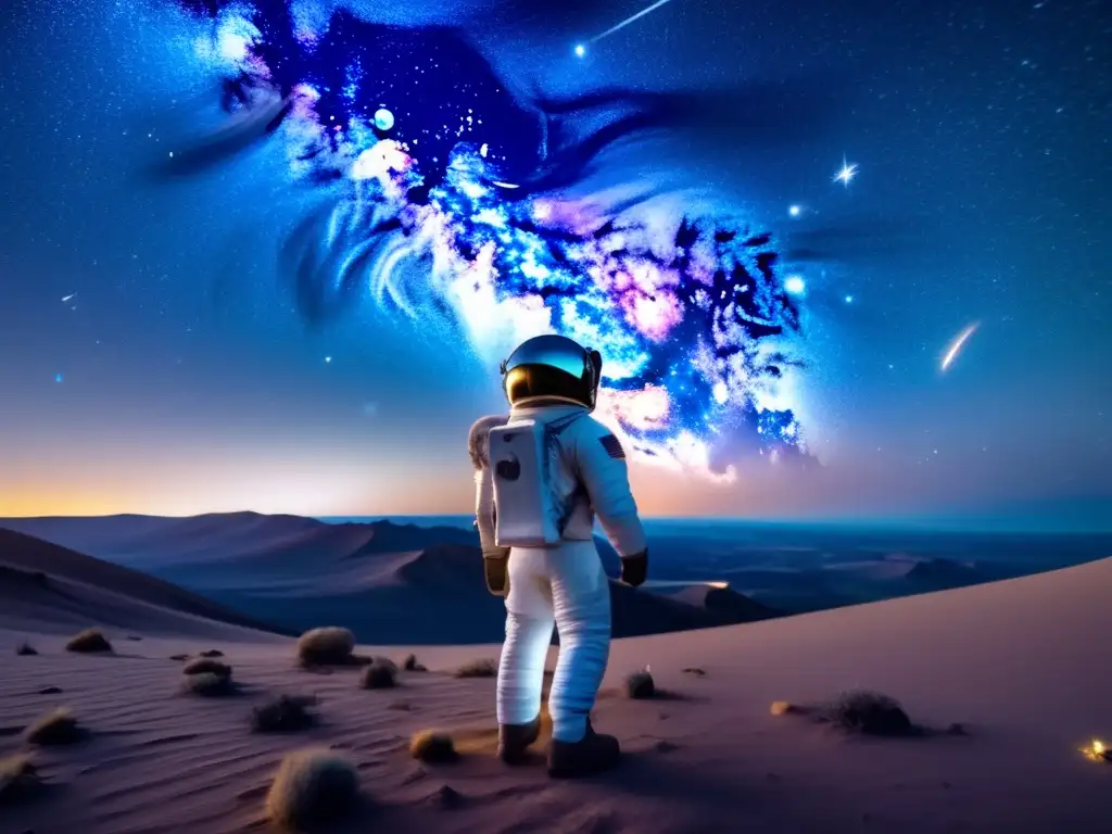 Astronauta flotando en el espacio, admira la belleza estrellada de la Vía Láctea