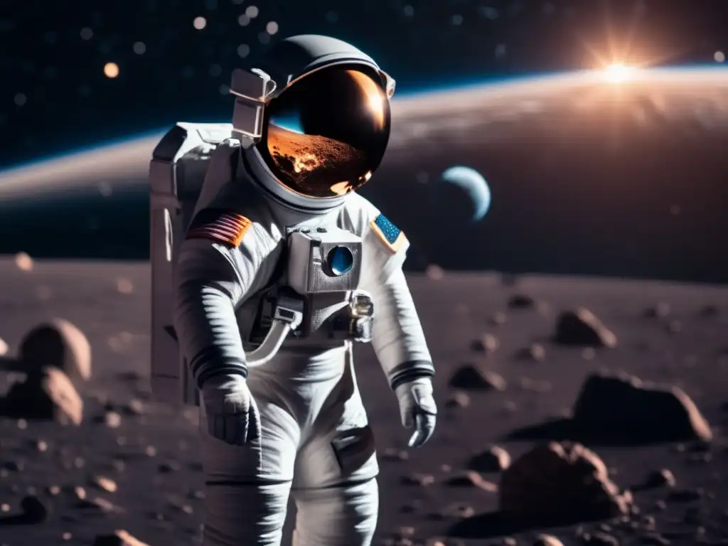 Astronauta flotando en el espacio, rodeado de oscuridad cósmica
