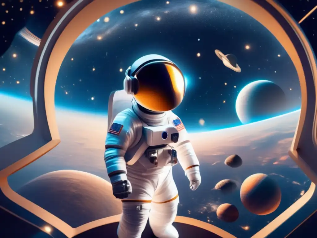 Astronauta en Realidad Virtual en el Espacio Exterior