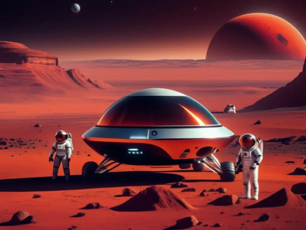Astronautas investigan Marte en nave futurista