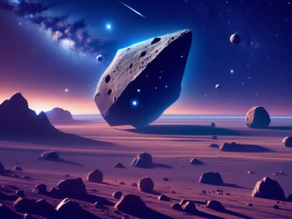 Aweinspiring vista nocturna de un cielo estrellado con asteroide imponente - Exploración de asteroides cercanos a la Tierra