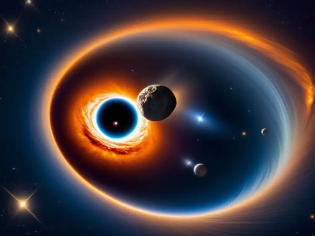 Belleza cautivadora: Agujero negro, gas brillante, asteroides órbitas hiperbólicas y maravillas cósmicas