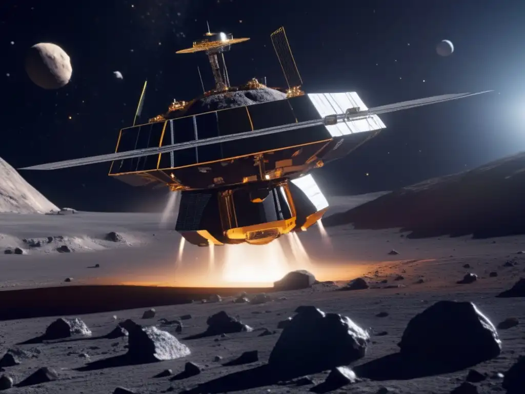 Beneficios económicos de la minería espacial: sonda futurista extrae recursos valiosos en asteroide