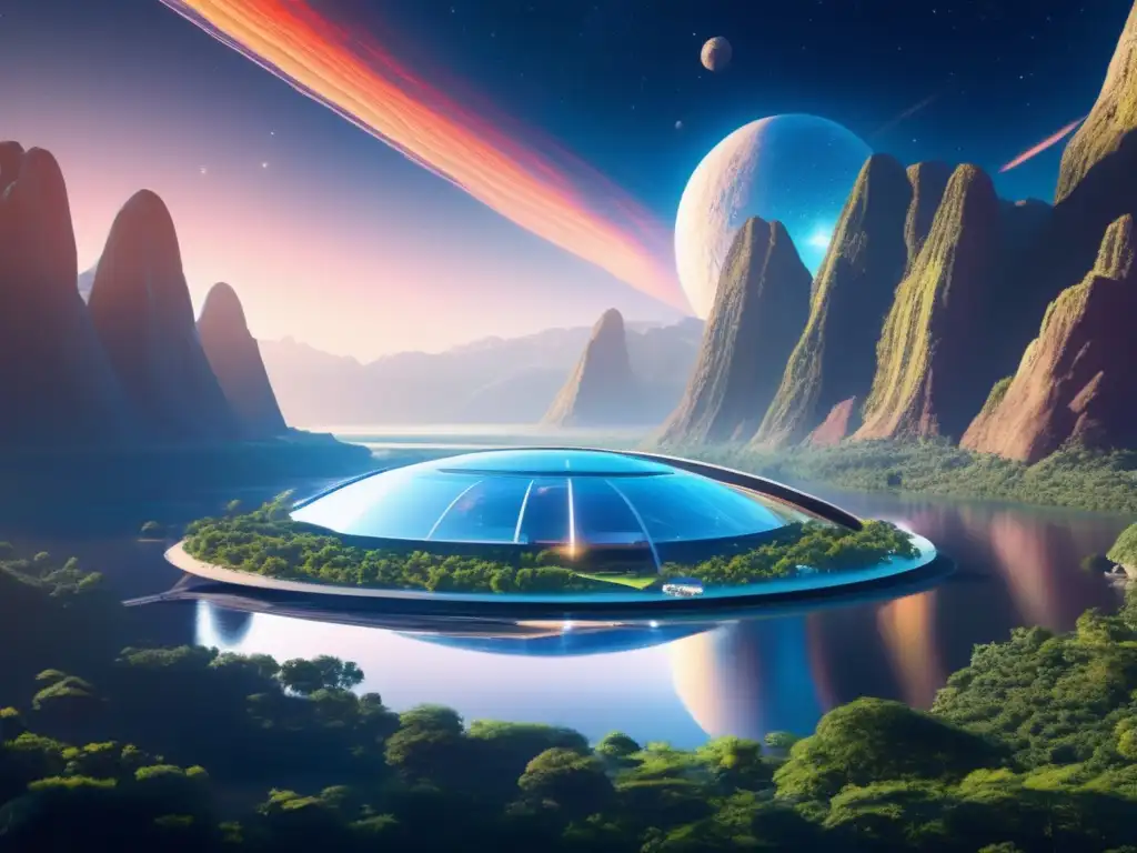 Beneficios de la terraformación de asteroides: hábitat espacial futurista integrado en paisaje impresionante