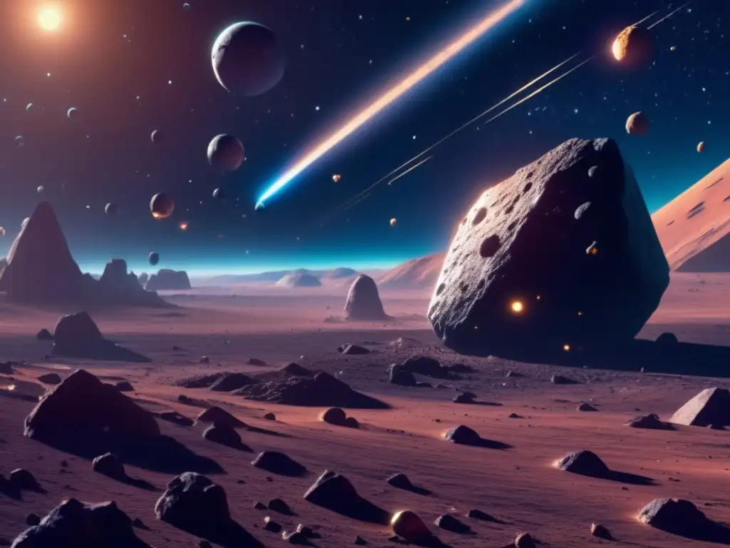 Beneficios de la minería espacial: nave futurista extrae recursos en asteroide
