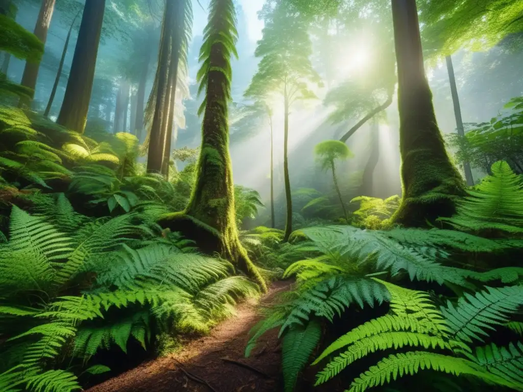 Bosque vibrante con vida: árboles majestuosos, animales, armonía y preservación