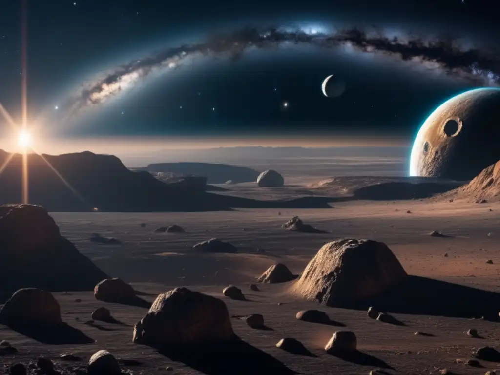Búsqueda de agua en el espacio: Impresionante imagen cinematográfica muestra vastedad del espacio con cinturón de asteroides y asteroide prominente