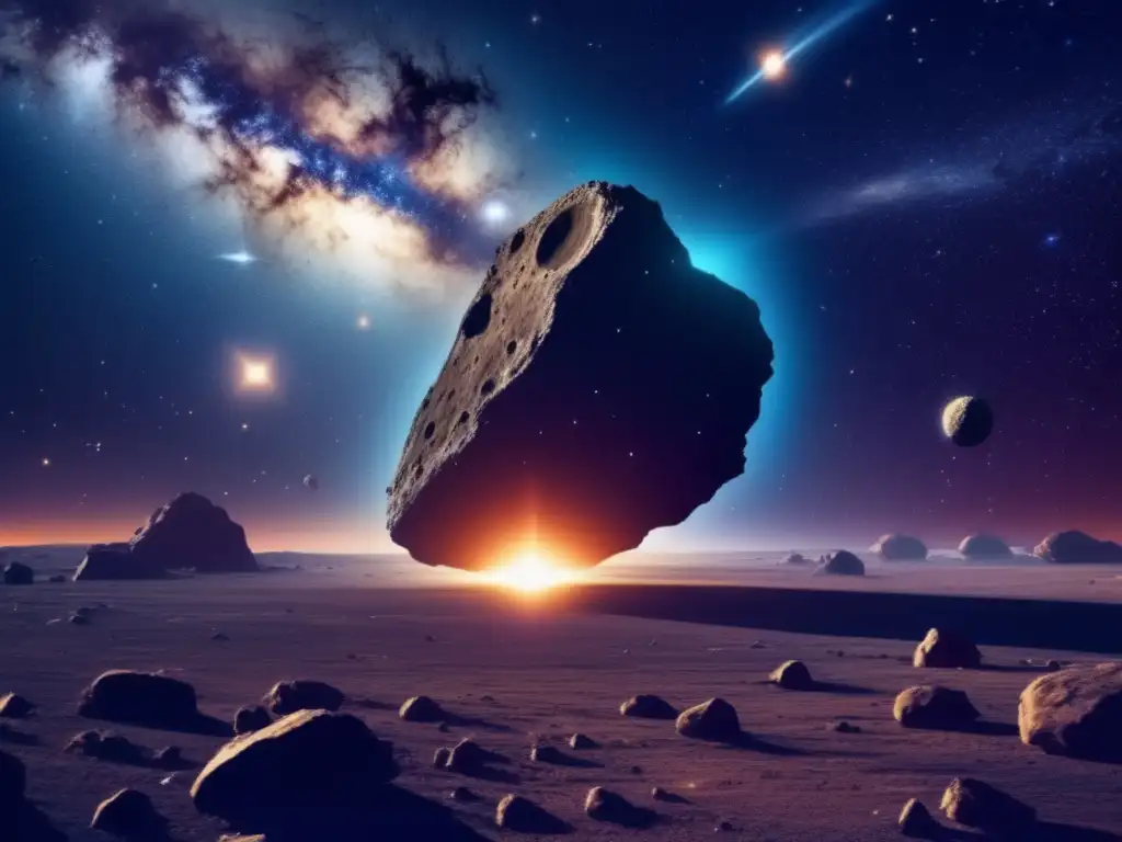 Cambio percepción asteroides 'Armageddon': Imagen impactante de un asteroide en el espacio, rodeado de estrellas y galaxias