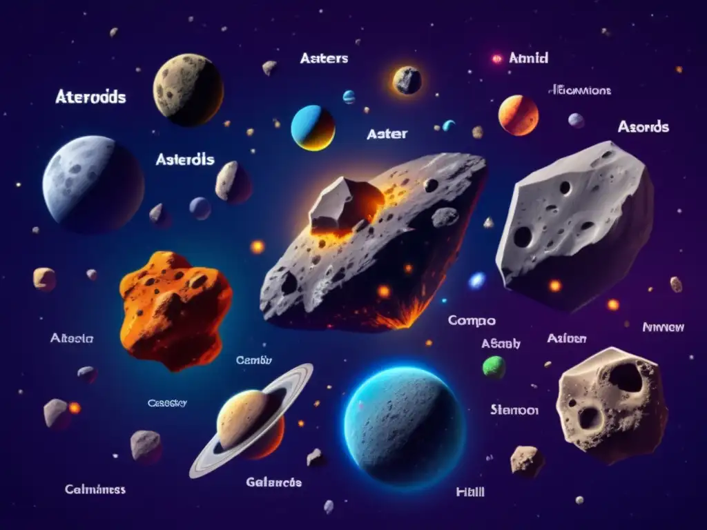 Características distintivas de asteroides flotando en el espacio