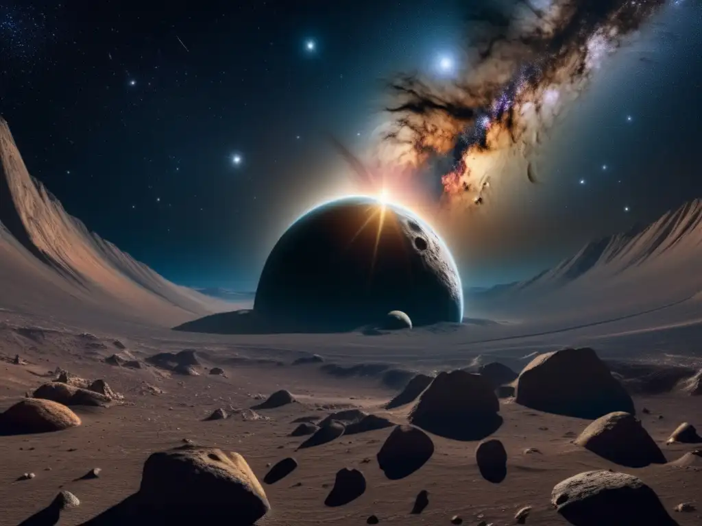 Un cautivador escenario cósmico con asteroides tipo T y el sistema solar