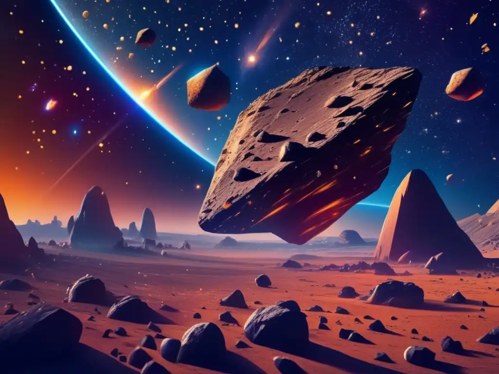 Cazadores sombras asteroides peligrosos, vasto espacio, asteroides brillantes, nave espacial tecnológica, protección Tierra