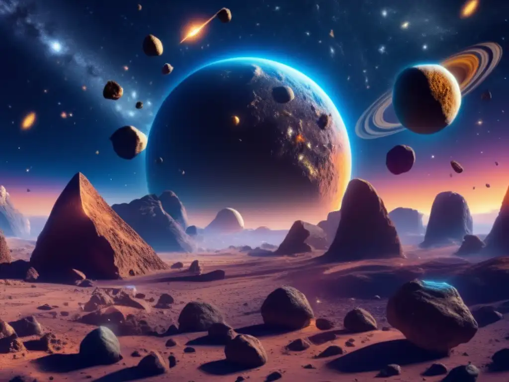 Celestial sky with vibrant asteroids: Simbología asteroides mitología moderna