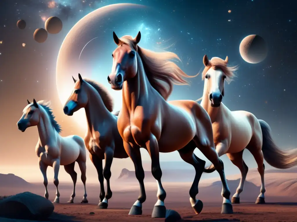 Centauros: mitad humanos, mitad caballos, en escena celestial