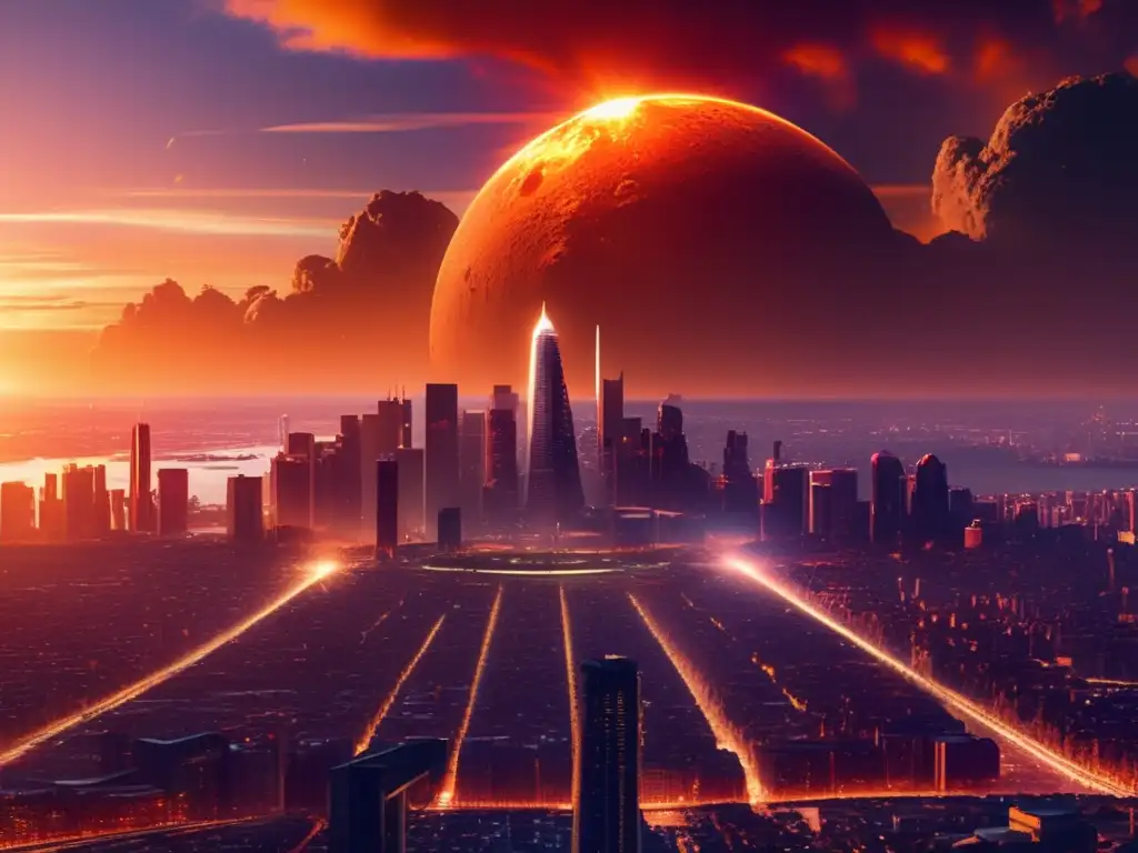Ciudad futurista bajo amenaza de asteroide: Alteración económica asteroides