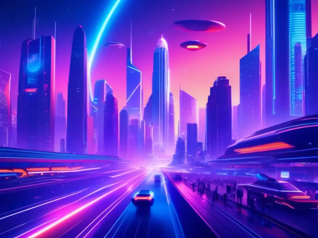 Ciudad futurista nocturna