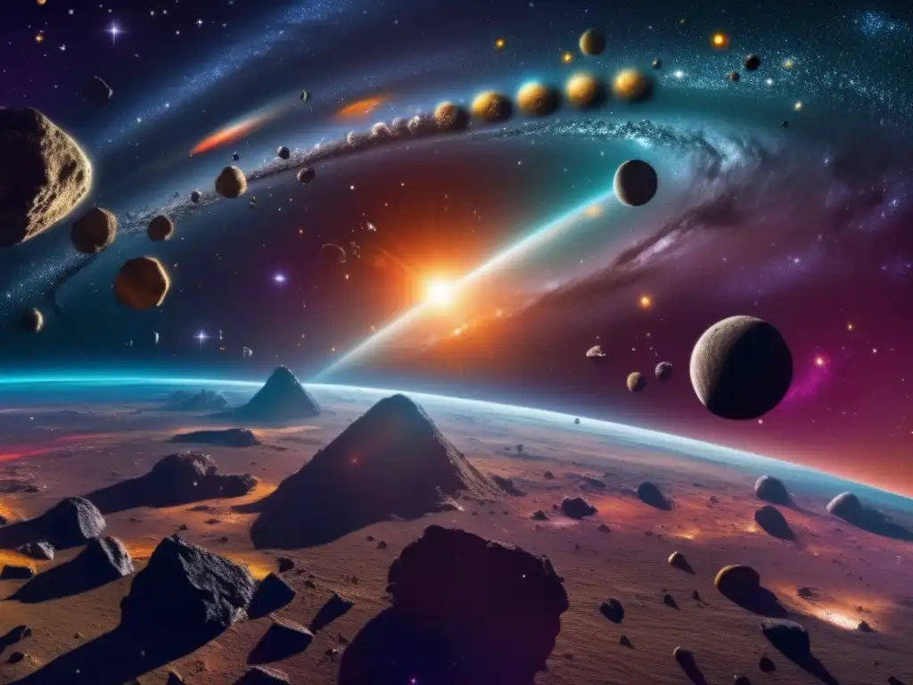 Composición del cinturón de asteroides en el espacio