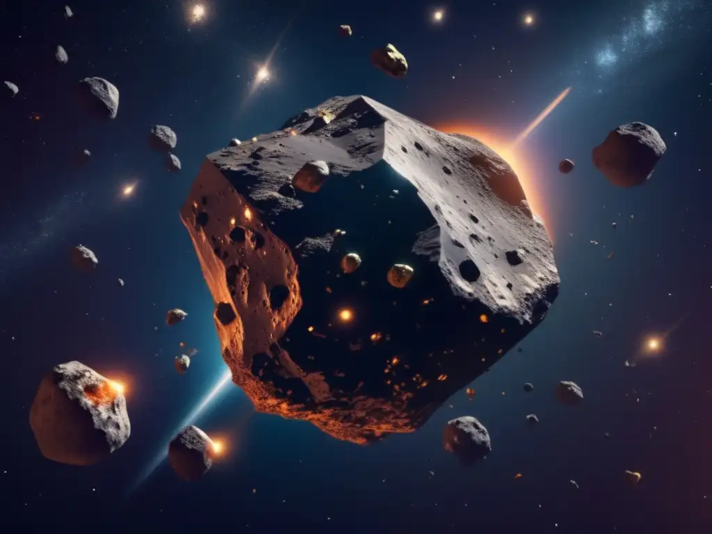 Composiciones únicas de asteroides en el espacio, con variedad de formas, colores y texturas