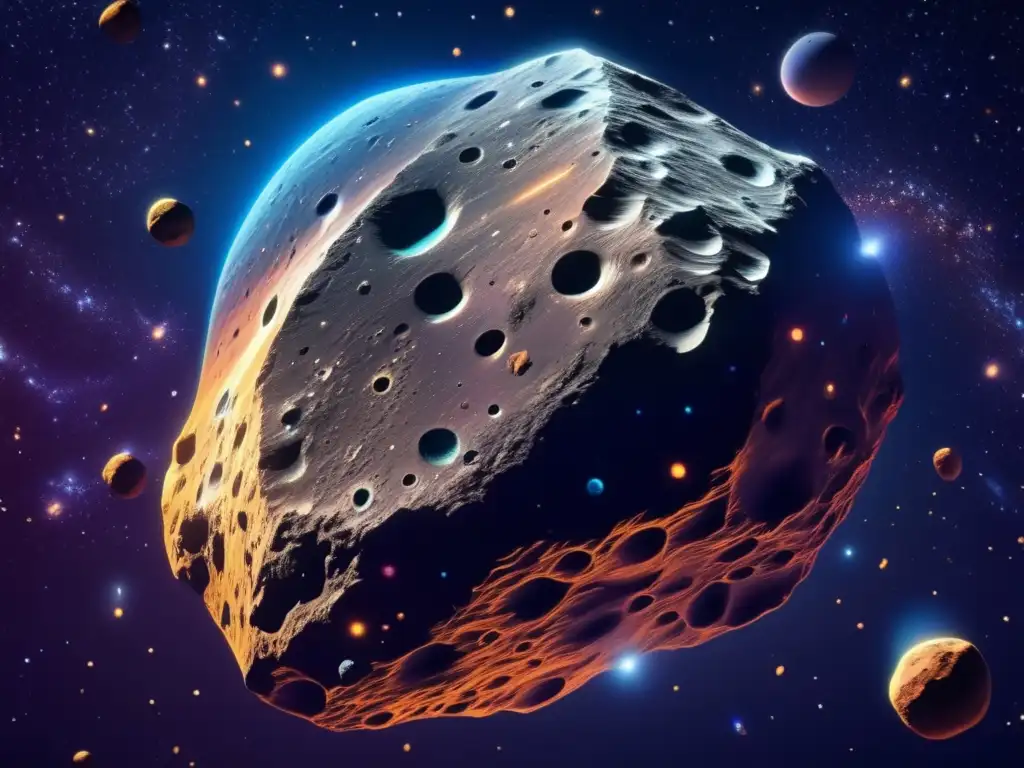 Composiciones únicas de asteroides: imagen en 8k detallada del asteroide con patrones y colores destacados