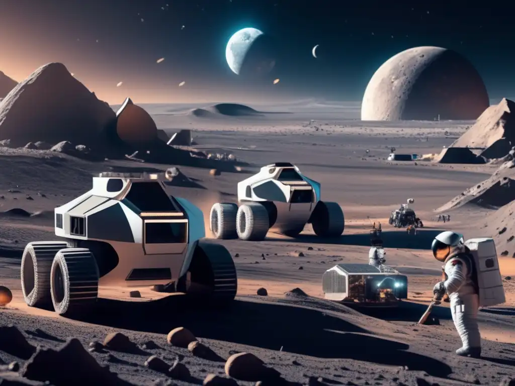 Construcción de hábitats lunares con astronautas y vehículos robóticos