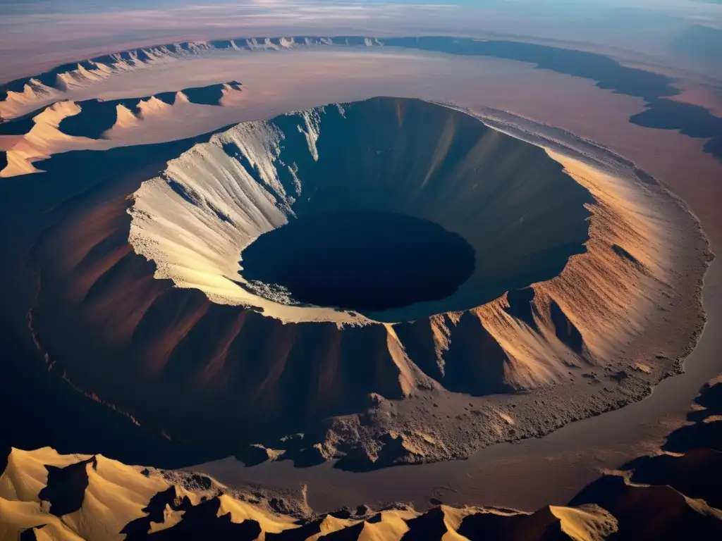 Cráter de asteroide impresionante en paisaje agreste