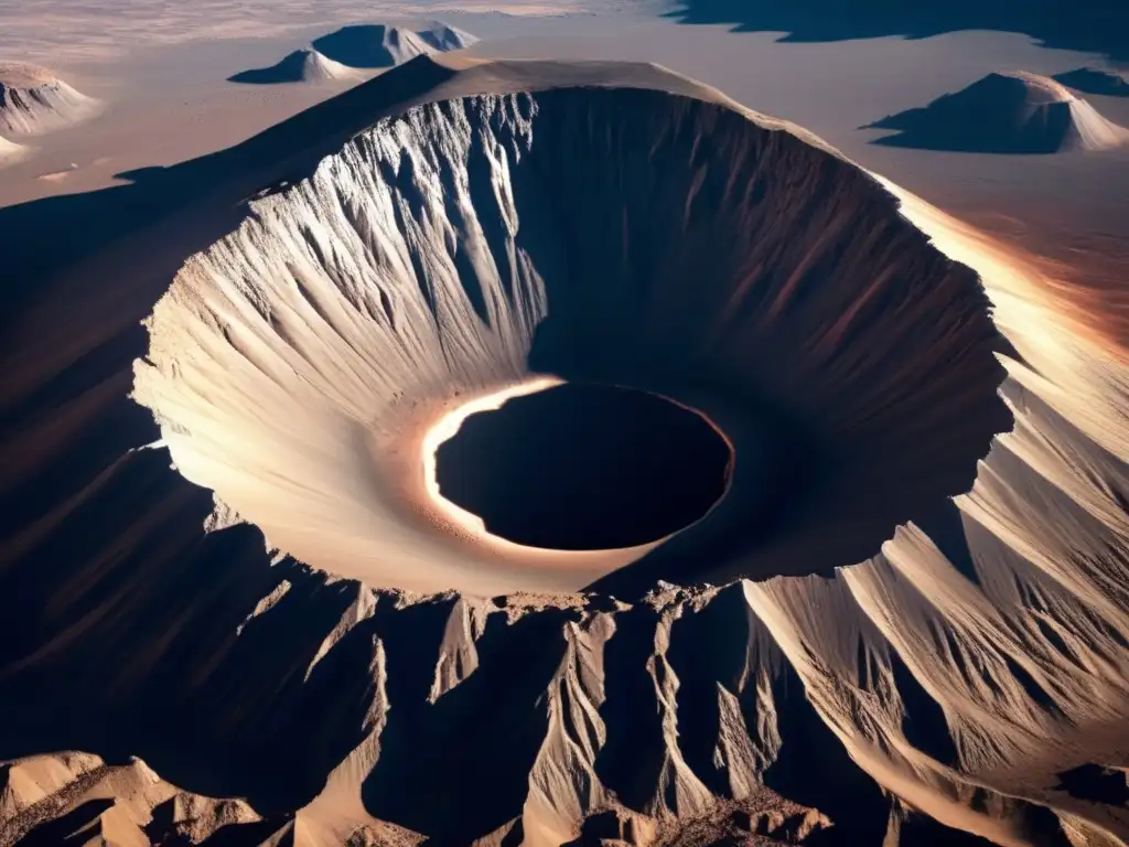 Cráter de asteroides impresionante rodeado de montañas