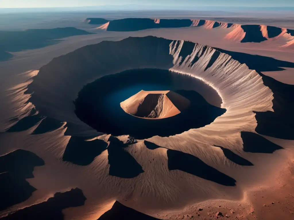Explorando cráteres de impacto antiguos: una imagen impresionante de un cráter masivo y antiguo en un paisaje desolado