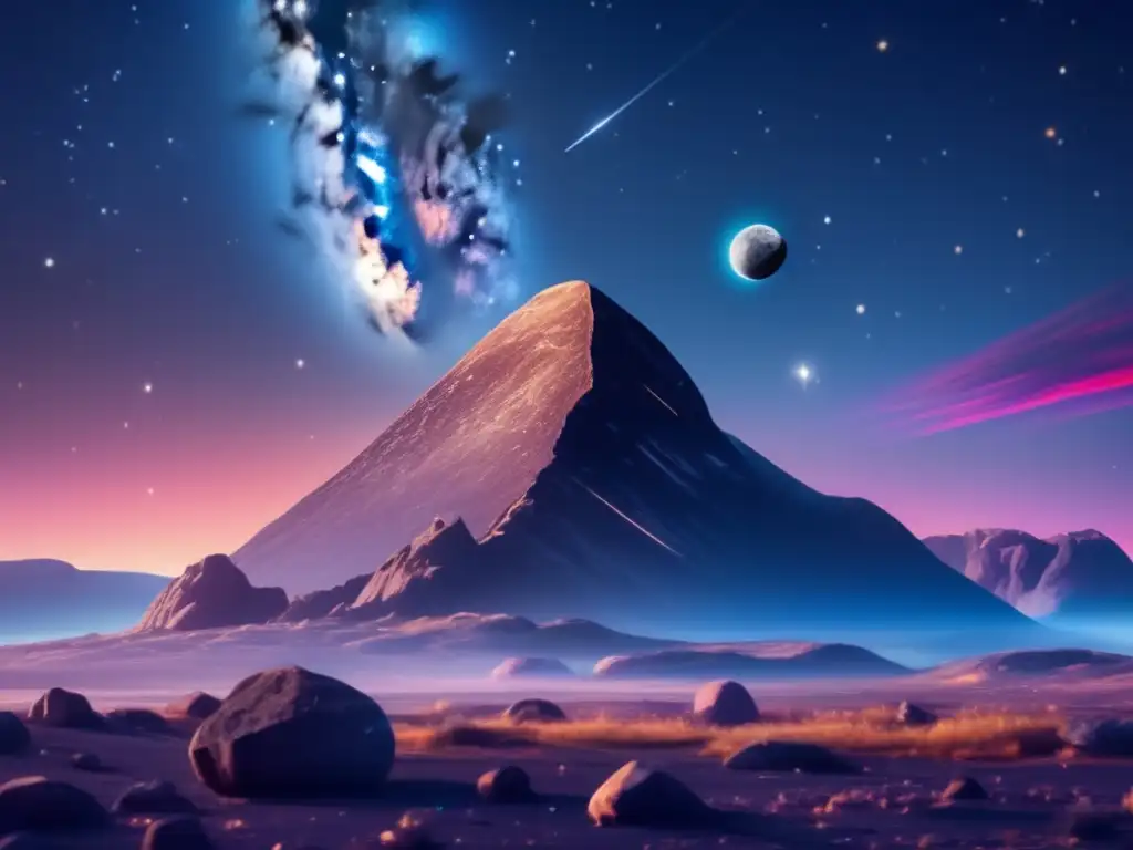 Creencias indígenas sobre asteroides en un cielo nocturno estrellado y un asteroide prominente