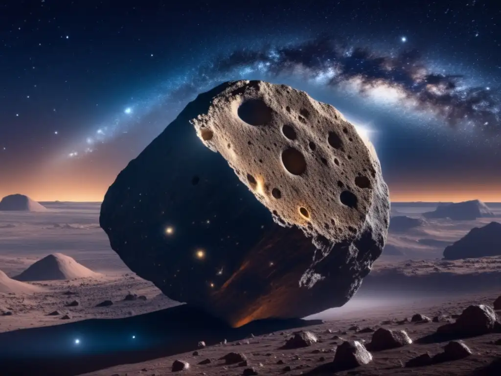Cursos online explorando asteroides: Una imagen detallada del cielo nocturno lleno de estrellas y un asteroide impactante