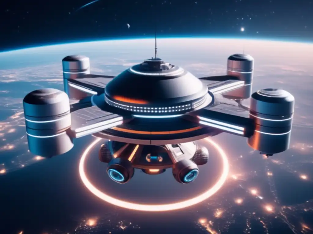 Desafíos de diseñar drones espaciales en una estación espacial futurista rodeada de infinito espacio