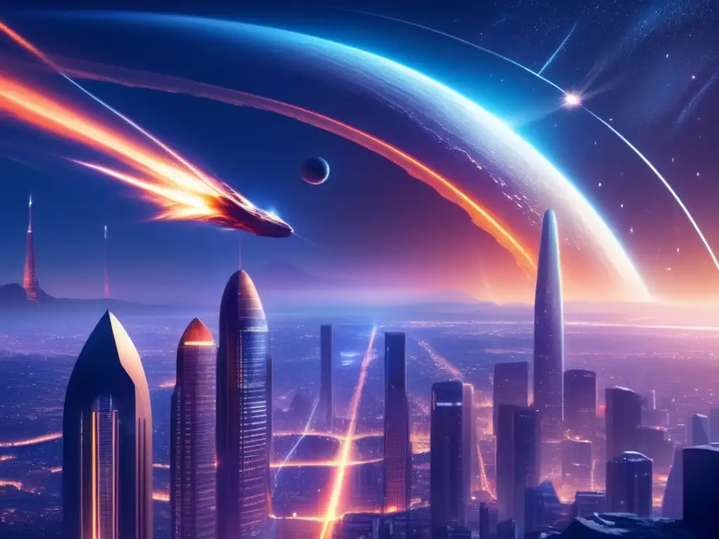 Desastre por asteroide: ciudad futurista bajo ataque