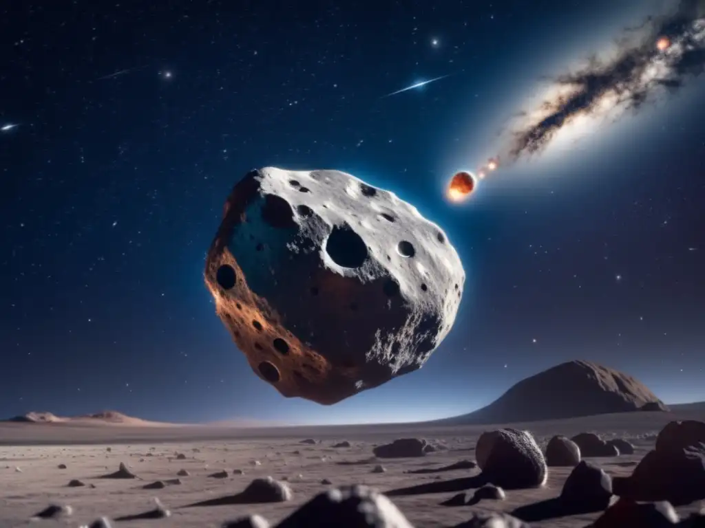 Descubrimiento de agua en asteroides recién encontrados - Imagen detallada de un asteroide irregular, cubierto de cráteres y con una superficie rocosa