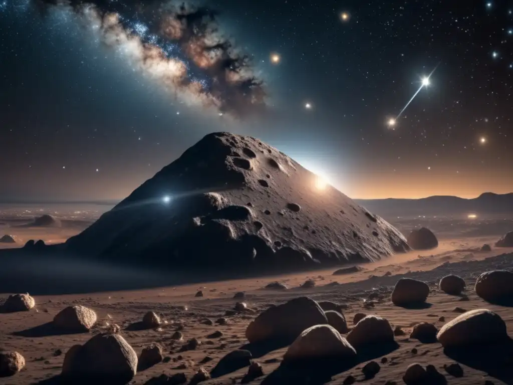 Descubrimiento de asteroides por aficionados en una imagen impresionante de 8k con un cielo nocturno oscuro y estrellado