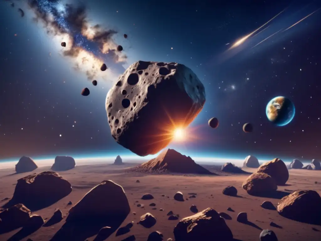 Descubrimiento asteroides desafió astronomía clásica: Imagen 8k de cielo estrellado con asteroide amenazante